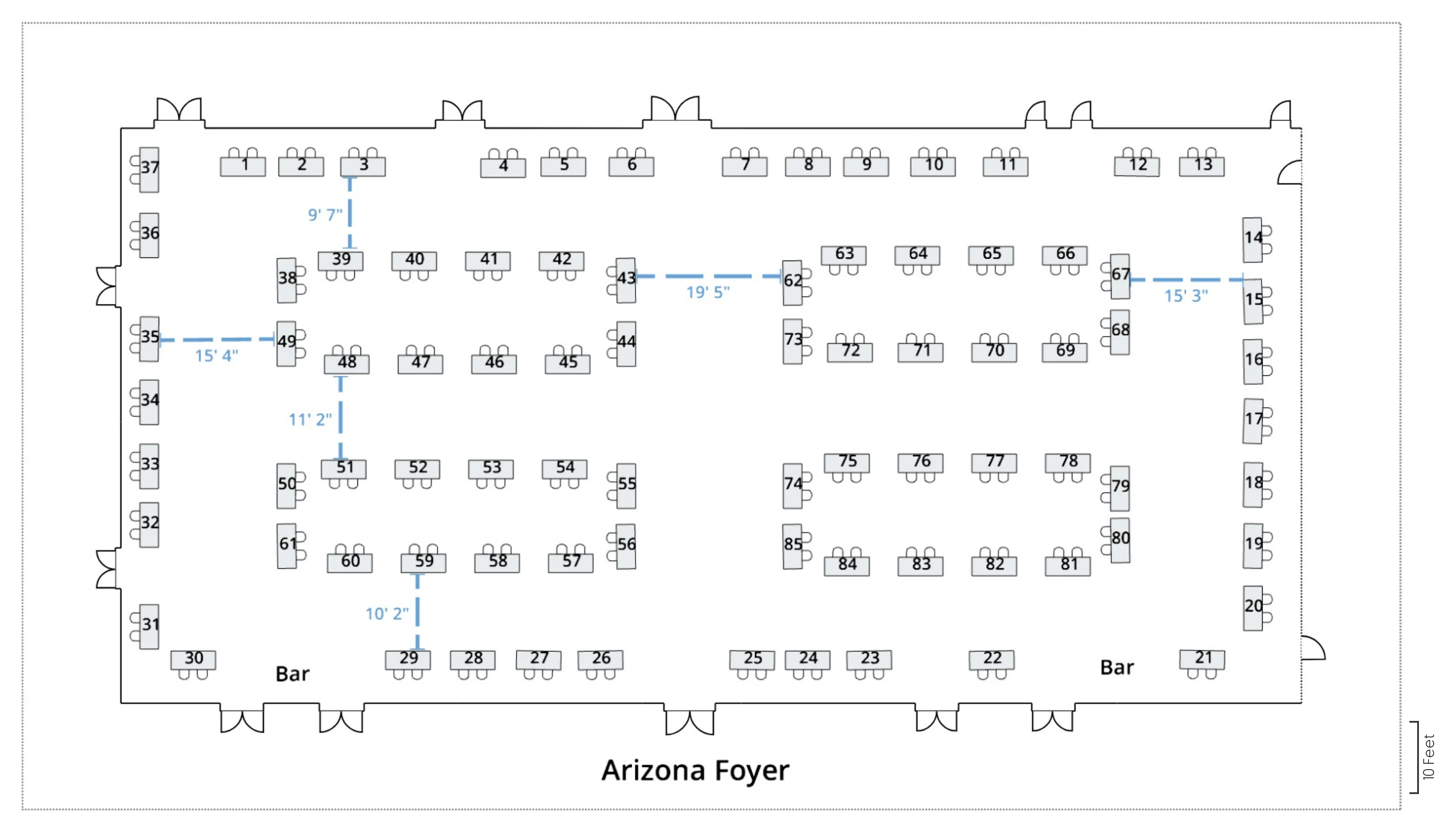 Vendor fair table map — numbered tables in Grand & Canyon II–IV